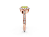 Rose gold Fancy Yellow Asscher Cut Diamond Floral Halo Ring with Pavé Band and Prong Setting_5