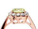 Rose gold Fancy Yellow Asscher Cut Diamond Floral Halo Ring with Pavé Band and Prong Setting_7