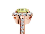 Rose gold Fancy Yellow Asscher Cut Diamond Floral Halo Ring with Pavé Band and Prong Setting_8