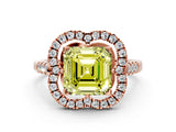 Rose gold Fancy Yellow Asscher Cut Diamond Floral Halo Split Shank Prong Setting Ring_12