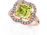 Rose gold Fancy Yellow Asscher Cut Diamond Floral Halo Split Shank Prong Setting Ring_13