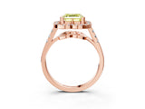 Rose gold Fancy Yellow Asscher Cut Diamond Floral Halo Split Shank Prong Setting Ring_15