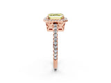 Rose gold Fancy Yellow Asscher Cut Diamond Halo Engagement Ring with Pavé Band and Prong Setting_29