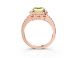 Rose gold Fancy Yellow Asscher Cut Diamond Halo Engagement Ring with Pavé Band and Prong Setting_30