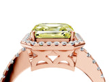 Rose gold Fancy Yellow Asscher Cut Diamond Halo Engagement Ring with Pavé Band and Prong Setting_31
