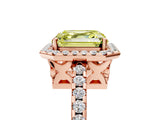 Rose gold Fancy Yellow Asscher Cut Diamond Halo Engagement Ring with Pavé Band and Prong Setting_32
