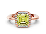 Rose gold Fancy Yellow Asscher  Cut Diamond Halo Engagement Ring with Split Shank and Four-Prong Setting_46