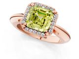 Rose gold Fancy Yellow Asscher  Cut Diamond Halo Engagement Ring with Split Shank and Four-Prong Setting_47