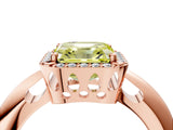 Rose gold Fancy Yellow Asscher  Cut Diamond Halo Engagement Ring with Split Shank and Four-Prong Setting_50