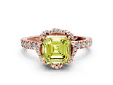 Rose gold Fancy Yellow Asscher Cut Diamond Halo Pave Band with Four-Prong Setting_3