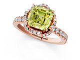 Rose gold Fancy Yellow Asscher Cut Diamond Halo Pave Band with Four-Prong Setting_4
