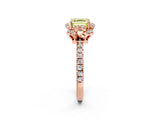 Rose gold Fancy Yellow Asscher Cut Diamond Halo Pave Band with Four-Prong Setting_5