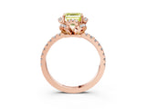 Rose gold Fancy Yellow Asscher Cut Diamond Halo Pave Band with Four-Prong Setting_6