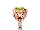 Rose gold Fancy Yellow Asscher Cut Diamond Halo Pave Band with Four-Prong Setting_8