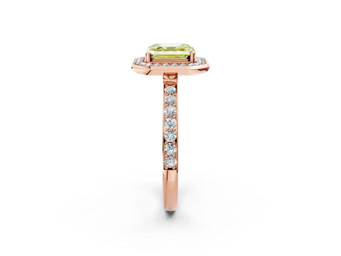 Rose gold Fancy Yellow Asscher Cut Diamond Halo Ring with Bezel Frame and Pavé Band_2