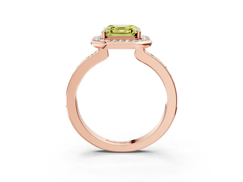 Rose gold Fancy Yellow Asscher Cut Diamond Halo Ring with Bezel Frame and Pavé Band_3