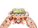 Rose gold Fancy Yellow Asscher Cut Diamond Halo Ring with Milgrain Pavé Band and Four-Prong Setting_150