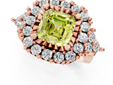 Rose gold Fancy Yellow Asscher Cut Diamond Halo Ring with Pavé Band and Four-Prong Setting_18