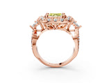Rose gold Fancy Yellow Asscher Cut Diamond Halo Ring with Pavé Band and Four-Prong Setting_20