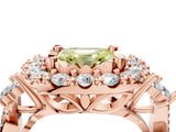 Rose gold Fancy Yellow Asscher Cut Diamond Halo Ring with Pavé Band and Four-Prong Setting_21