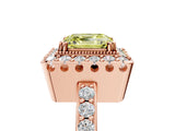 Rose gold Fancy Yellow Asscher Cut Diamond Halo Ring with Pavé Band and Prong Setting_5