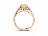 Rose gold Fancy Yellow Asscher Cut Diamond Halo Ring with Pear Side Stones and Prong Setting_43