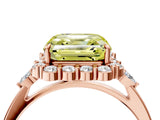 Rose gold Fancy Yellow Asscher Cut Diamond Halo Ring with Pear Side Stones and Prong Setting_44