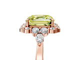 Rose gold Fancy Yellow Asscher Cut Diamond Halo Ring with Pear Side Stones and Prong Setting_45