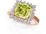Rose gold Fancy Yellow Asscher  Cut Diamond Halo Ring with Round Brilliant Halo and Solitaire Band_34