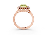 Rose gold Fancy Yellow Asscher  Cut Diamond Halo Ring with Round Brilliant Halo and Solitaire Band_36