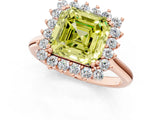Rose gold Fancy Yellow Asscher  Cut Diamond Halo Ring with Solitaire Band and Prong Setting_69