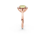 Rose gold Fancy Yellow Asscher  Cut Diamond Halo Ring with Solitaire Band and Prong Setting_70