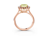 Rose gold Fancy Yellow Asscher  Cut Diamond Halo Ring with Solitaire Band and Prong Setting_71