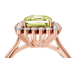 Rose gold Fancy Yellow Asscher  Cut Diamond Halo Ring with Solitaire Band and Prong Setting_72