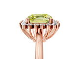 Rose gold Fancy Yellow Asscher  Cut Diamond Halo Ring with Solitaire Band and Prong Setting_73