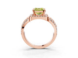 Rose gold Fancy Yellow Asscher Cut Diamond Halo Ring with Split Shank and Bezel Accents and Four-Prong Setting_3