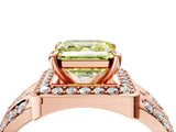Rose gold Fancy Yellow Asscher Cut Diamond Halo Ring with Split Shank and Bezel Accents and Four-Prong Setting_4