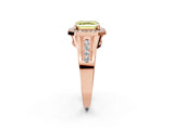 Rose gold Fancy Yellow Asscher Cut Diamond Halo Ring with Split Shank and Bezel Accents and Prong Setting_2