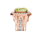 Rose gold Fancy Yellow Asscher Cut Diamond Halo Ring with Split Shank and Bezel Accents and Prong Setting_5