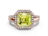 Rose gold Fancy Yellow Asscher Cut Diamond Halo Split Shank Engagement Ring_39