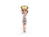 Rose gold Fancy Yellow Asscher Cut Diamond  Halo Twist Band Solitaire Prong Setting Ring_38
