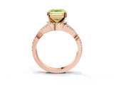 Rose gold Fancy Yellow Asscher Cut Diamond  Halo Twist Band Solitaire Prong Setting Ring_39