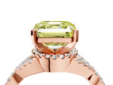 Rose gold Fancy Yellow Asscher Cut Diamond  Halo Twist Band Solitaire Prong Setting Ring_40