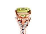 Rose gold Fancy Yellow Asscher Cut Diamond  Halo Twist Band Solitaire Prong Setting Ring_41