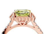 Rose gold Fancy Yellow Asscher  Cut Diamond Milgrain Floral Halo Engagement Ring with Pavé Band_19