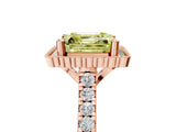 Rose gold Fancy Yellow Asscher  Cut Diamond Milgrain Floral Halo Engagement Ring with Pavé Band_20