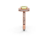 Rose gold Fancy Yellow Asscher Cut Diamond Milgrain Halo Engagement Ring with Round Pavé Band and Prong Setting_14