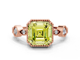 Rose gold Fancy Yellow Asscher  Cut Diamond Milgrain Marquise Band with Prong Setting_3