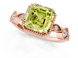 Rose gold Fancy Yellow Asscher  Cut Diamond Milgrain Marquise Band with Prong Setting_4