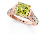 Rose gold Fancy Yellow Asscher  Cut Diamond Pavé Band Solitaire with Four-Prong Setting_17